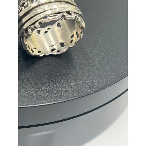 Paz Israel Sterling Silver 
Lace Scroll Design Anxiety Fidget Spinner Ring 8.5 - Picture 4 of 10